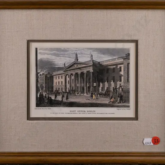 framed vintage print "Post Office, Dublin" H100 W150