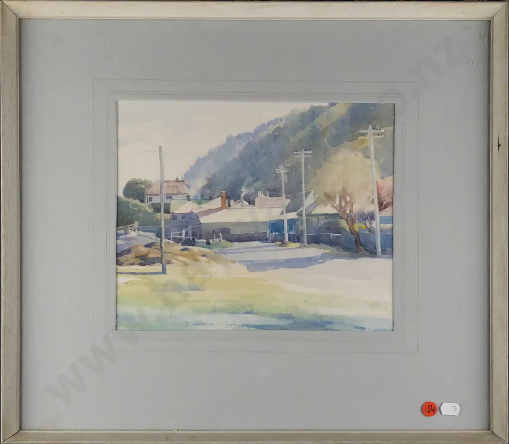 Charlton Edgar - framed watercolour "Back Street In Thames" H210 W250 (some marking to mat) Image 1++