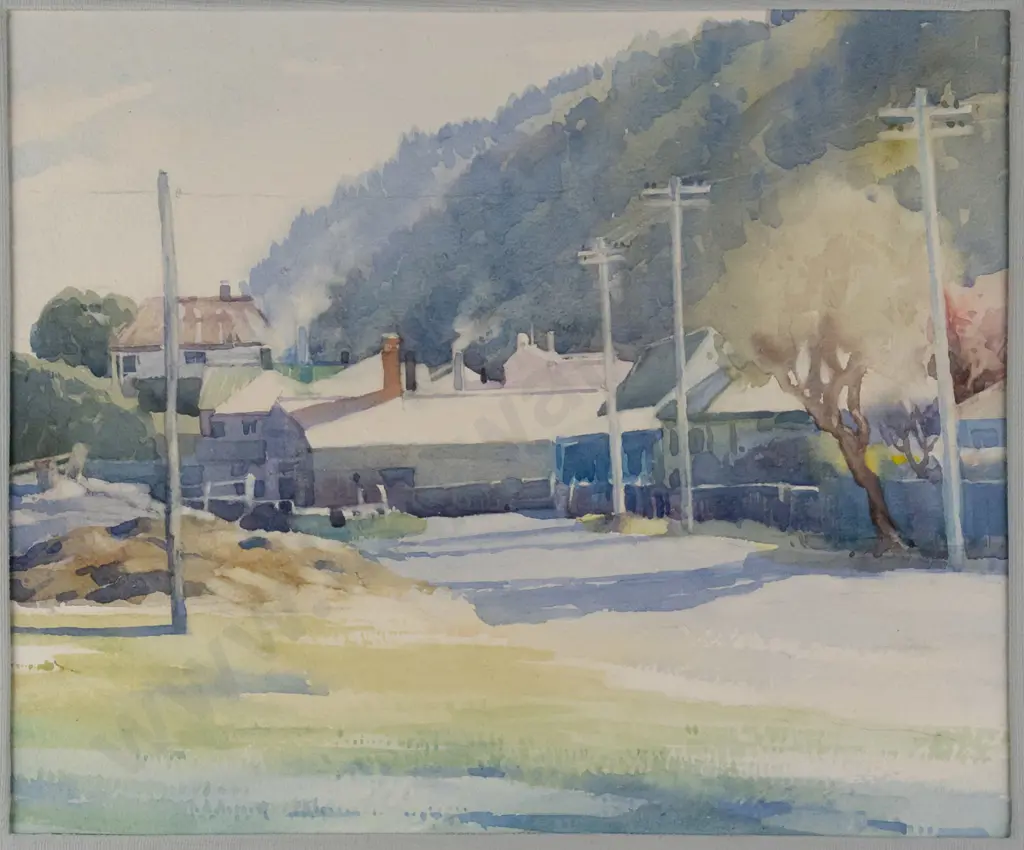 Charlton Edgar - framed watercolour "Back Street In Thames" H210 W250 (some marking to mat) Image 1++