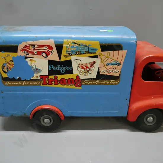 Tri-Ang delivery truck H-250 L-470 [missing one back door; some corrosion, pitting, rust,