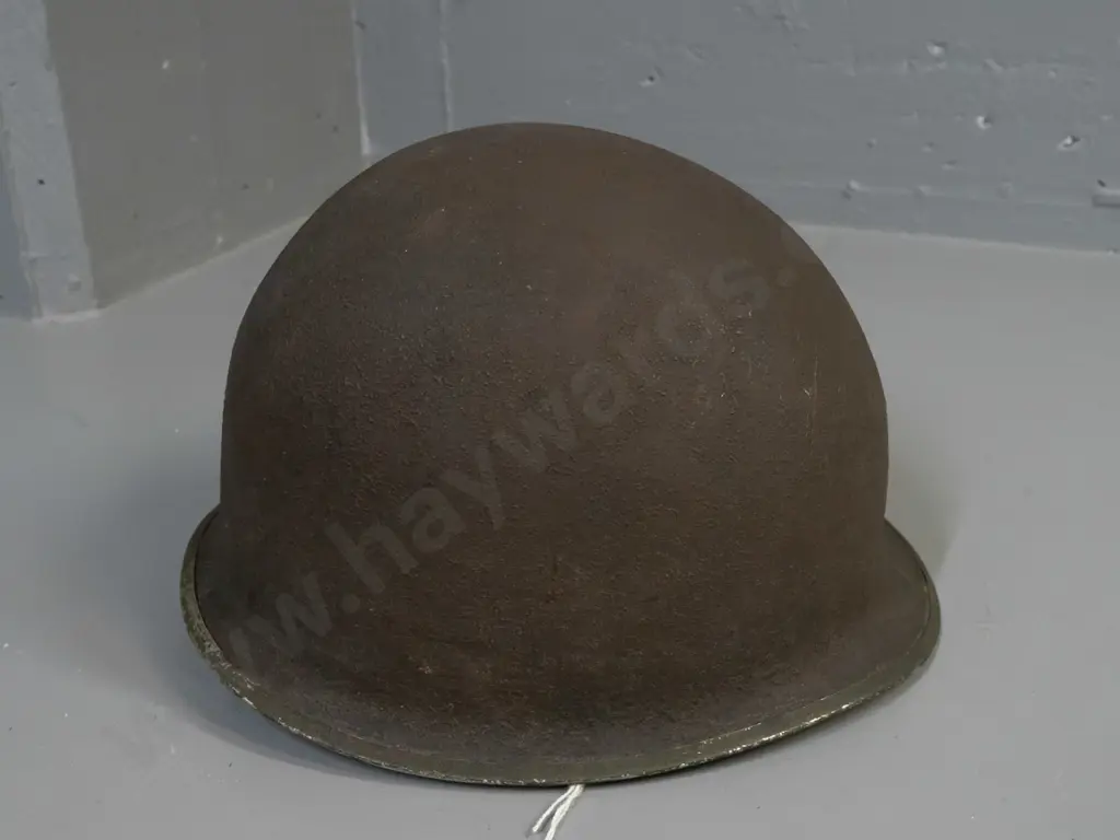 WWII-era American army helmet with hard fibre inner shell - no straps, some damage to liner, overall age wear Image 1++