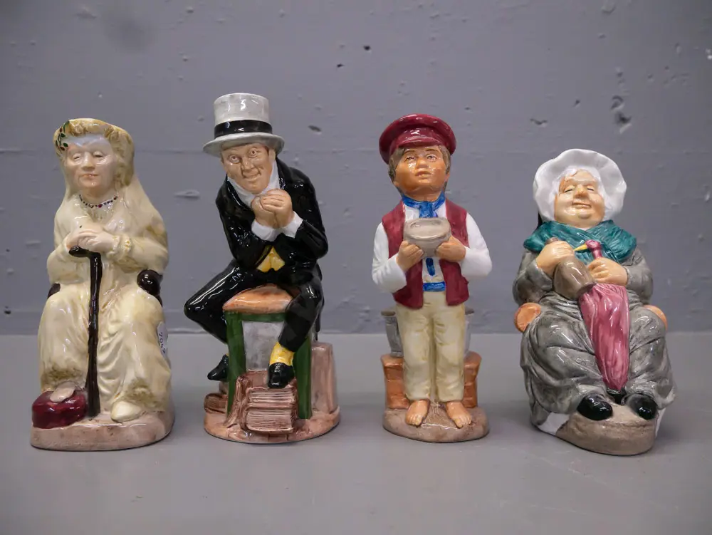 4x Woods & Sons Charles Dickens Toby Jugs: Miss Havisham, Uriah Heep, Mrs Gamp, Oliver Twist H-150 Image 1++