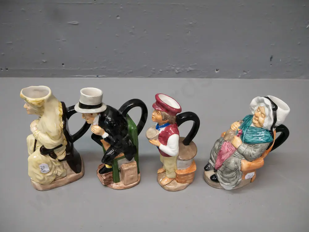 4x Woods & Sons Charles Dickens Toby Jugs: Miss Havisham, Uriah Heep, Mrs Gamp, Oliver Twist H-150 Image 1++