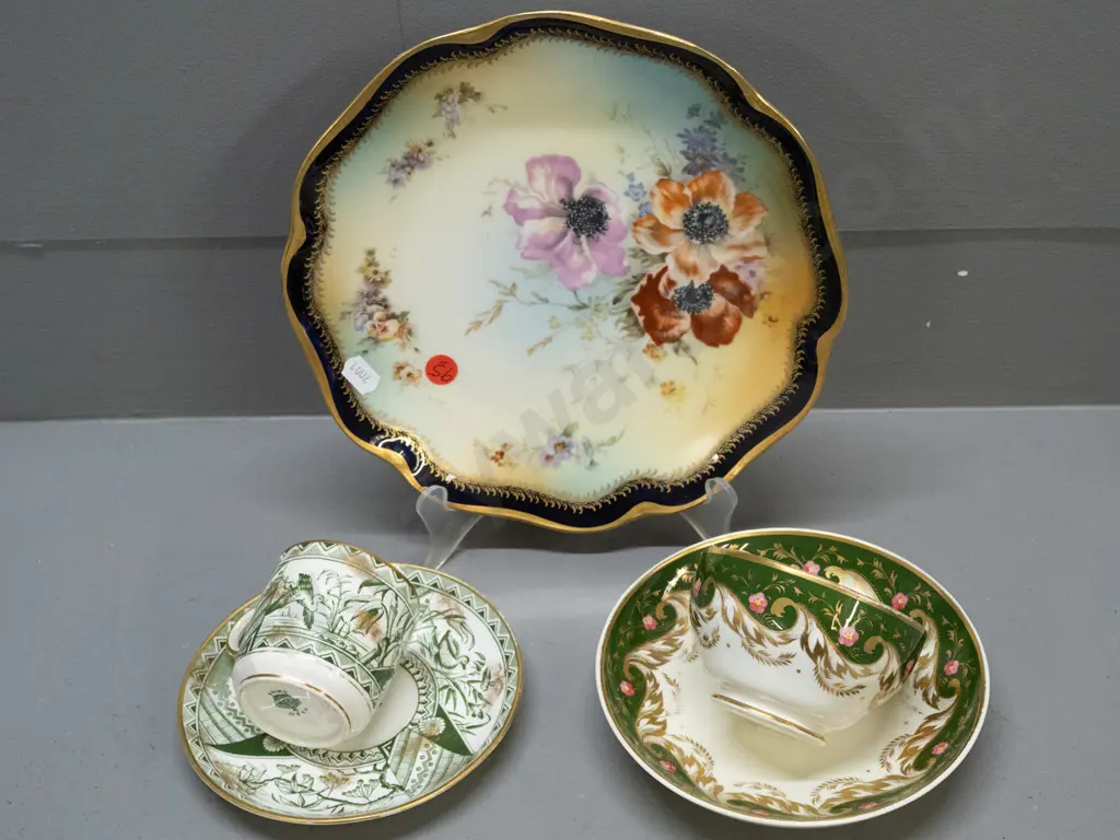 3 pieces vintage china - 2 cups & saucers - "Bloor Derby" and "HA&Co China" - and a Rosenthal Bavarian plate D-230 Image 1++