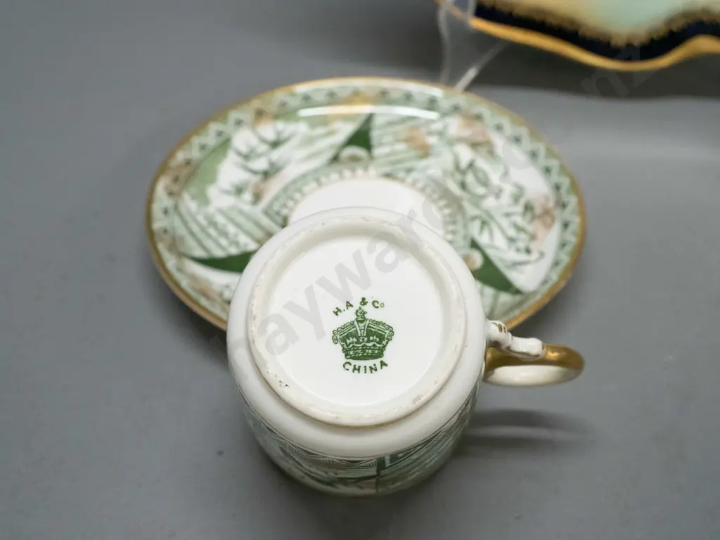 3 pieces vintage china - 2 cups & saucers - "Bloor Derby" and "HA&Co China" - and a Rosenthal Bavarian plate D-230 Image 1++