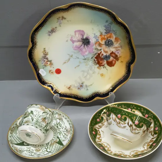 3 pieces vintage china - 2 cups & saucers - "Bloor Derby" and "HA&Co China" - and a Rosenthal Bavarian plate D-230