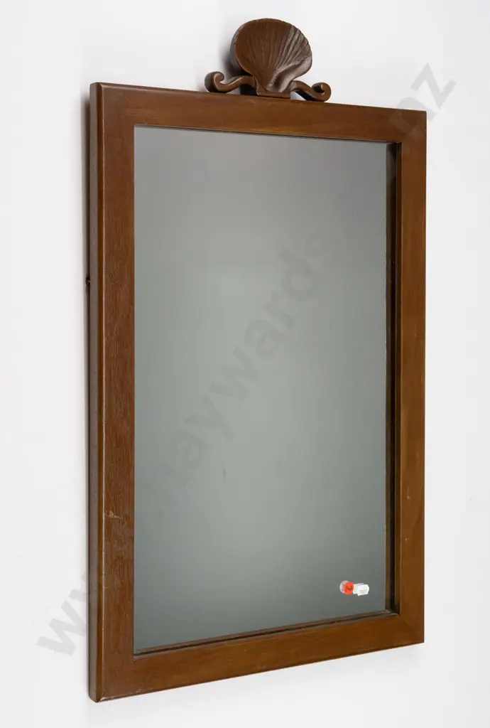 wood framed wall mirror with decorative shell detail H690 W400 (slight scratching to frame) Image 1++