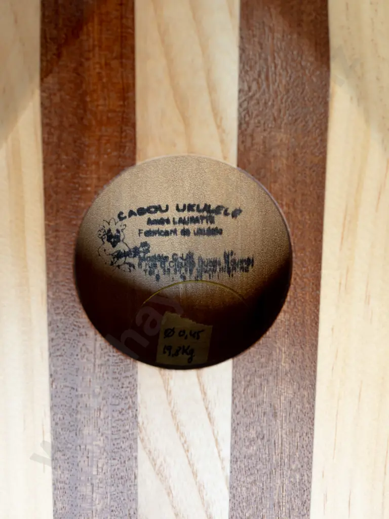 Cagou Tahitian style 8-string ukulele - mixed timbers with carved detail, 22 fret, made by Andre Laufatte in New Image 1++