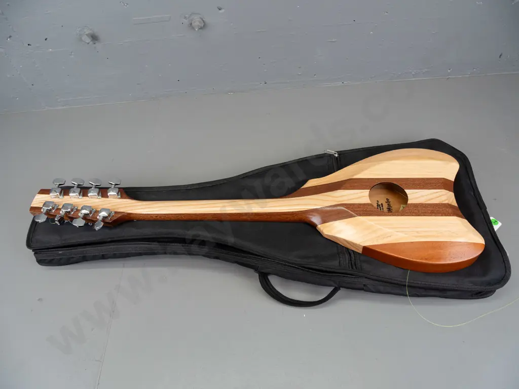 Cagou Tahitian style 8-string ukulele - mixed timbers with carved detail, 22 fret, made by Andre Laufatte in New Image 1++