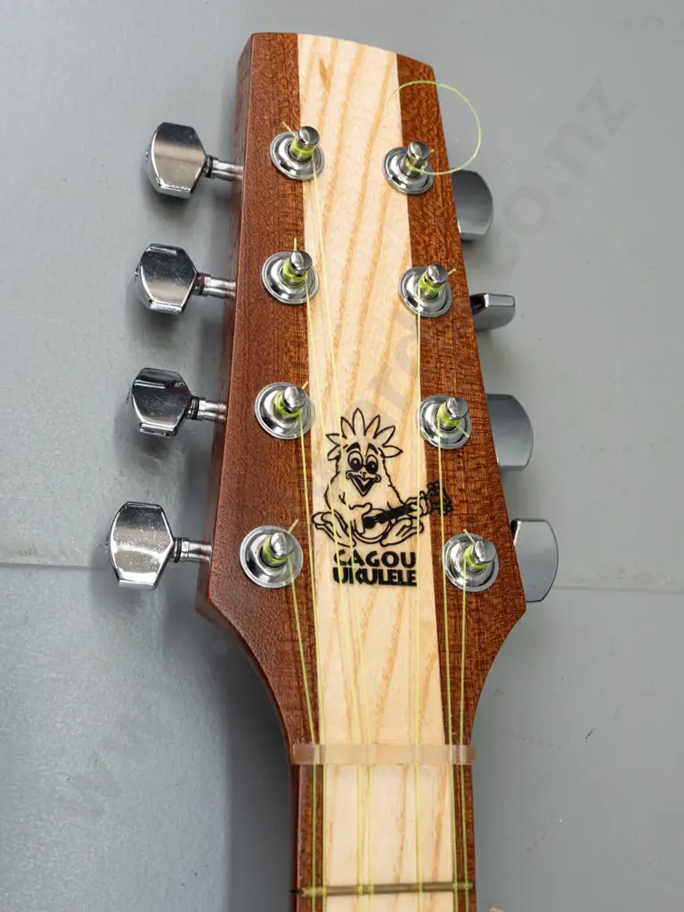 Cagou Tahitian style 8-string ukulele - mixed timbers with carved detail, 22 fret, made by Andre Laufatte in New Image 1++