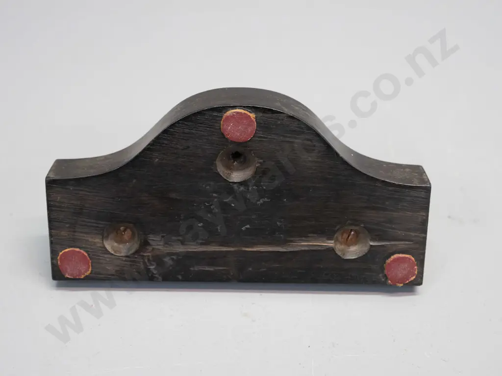 vintage pocket barometer in an ebony or lignum vitae watch holder - some discolouration to barometer face, screw holes Image 1++