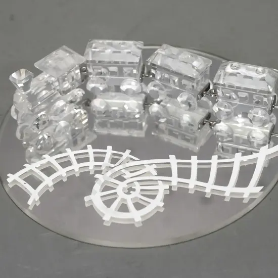 Swarovski crystal miniature train set of 4 pieces on mirrored display platform, with original box - mirror D-85