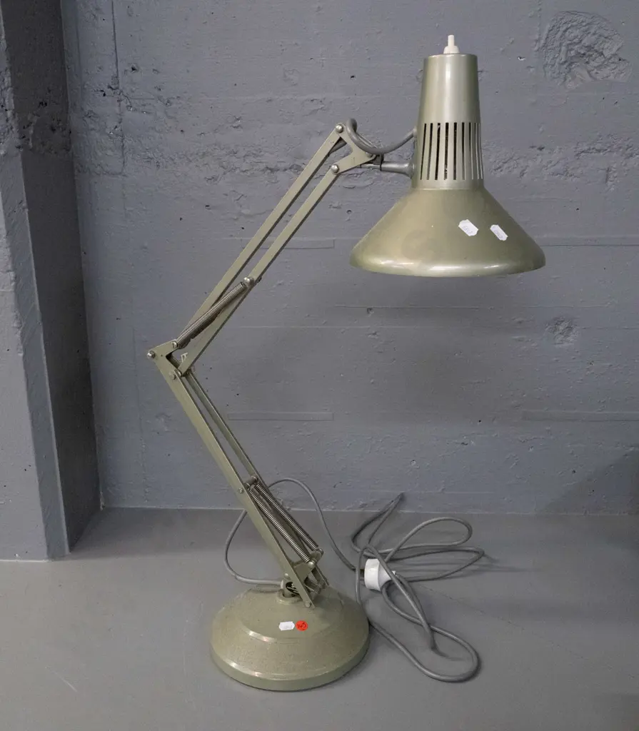 Superlux / Gartner Engineering anglepoise lamp - light green finish, minor corrosion to fittings - shade D-190 Image 1++