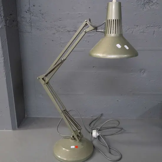 Superlux / Gartner Engineering anglepoise lamp - light green finish, minor corrosion to fittings - shade D-190