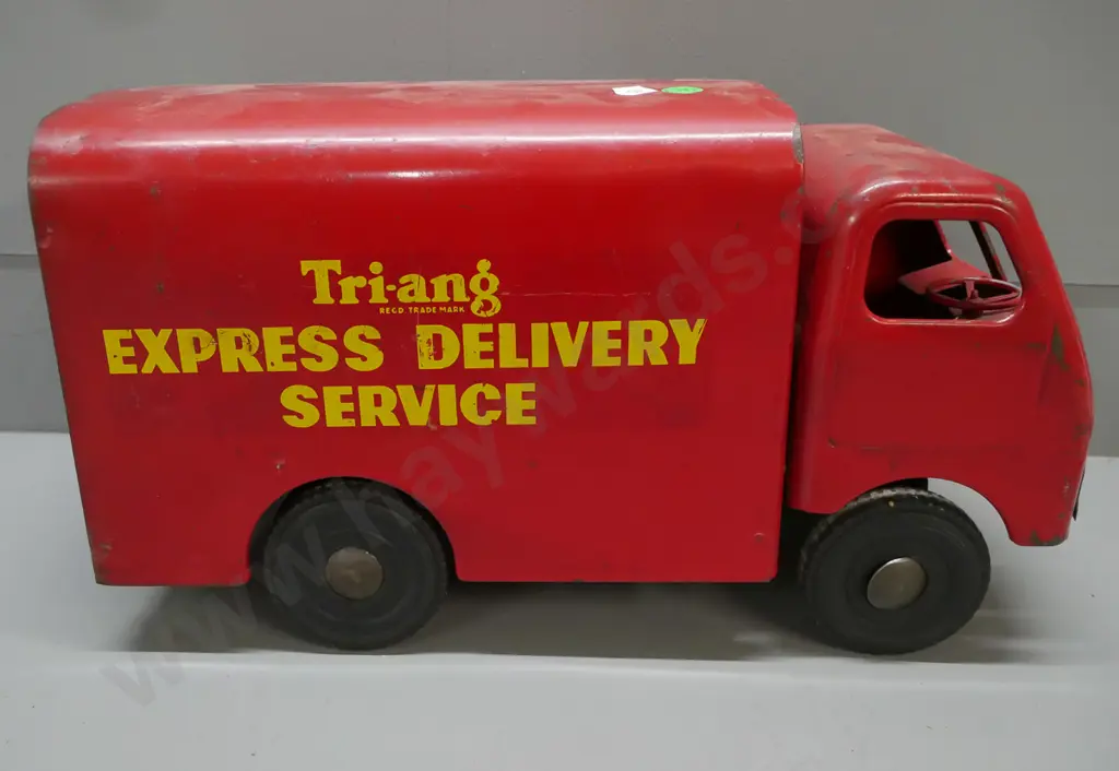 Tri-Ang Express Delivery Service Truck, rolls well H-210 L-400 [back doors not attached but included; some Image 1++