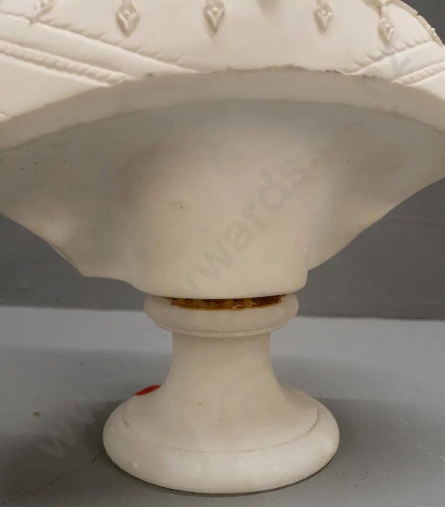 composite traditional style bust on alabaster base - bust marked A. Gianelli 1979, top has been reattached to base, Image 1++