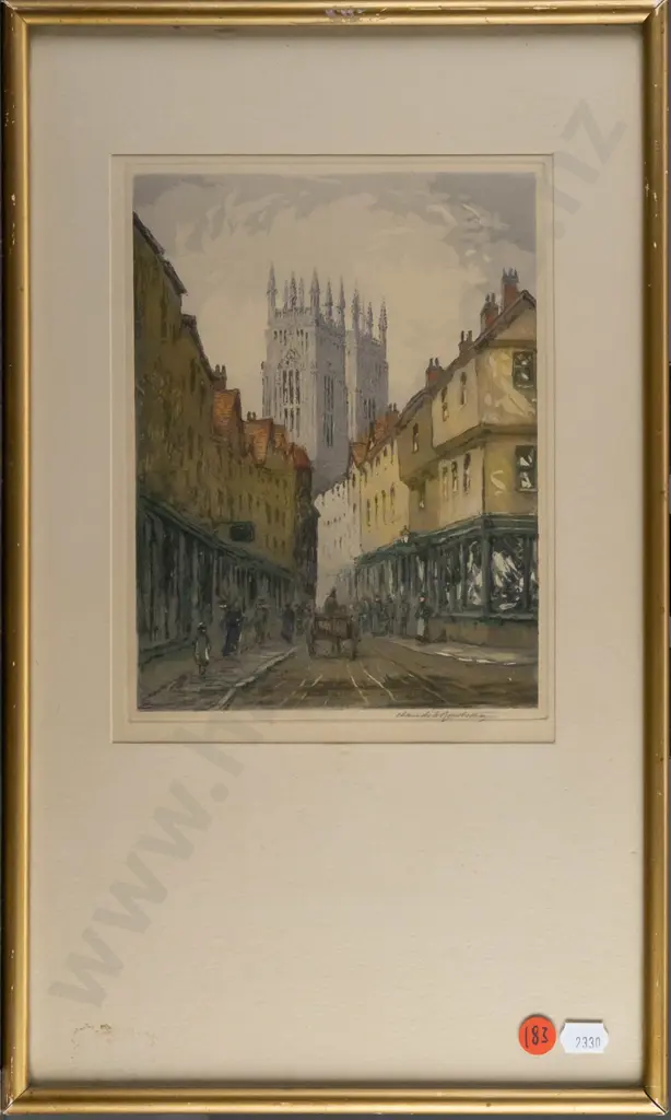 framed Claude H Rowbotham aquatint "York" H200 W145 Image 1++