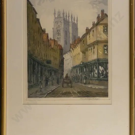 framed Claude H Rowbotham aquatint "York" H200 W145