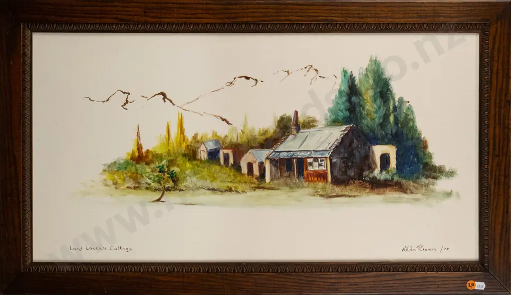 Hilda Rivers 1975 -- framed oil on board "Lord Locke's Cottage" H-345 W-685 Image 1++