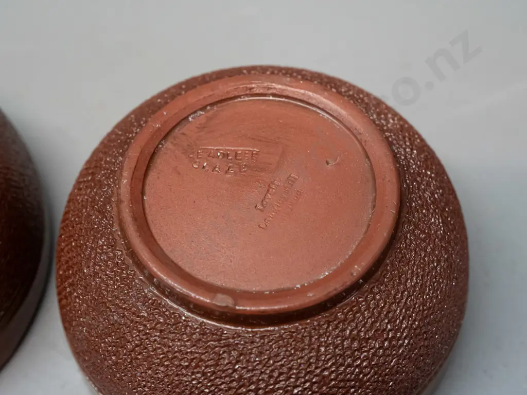 4 pieces Lovatt's Langley Ware marked "Leadless Glaze"  - 2 jugs and 2 bowls, one bowl with hairline crack to top rim, Image 1++