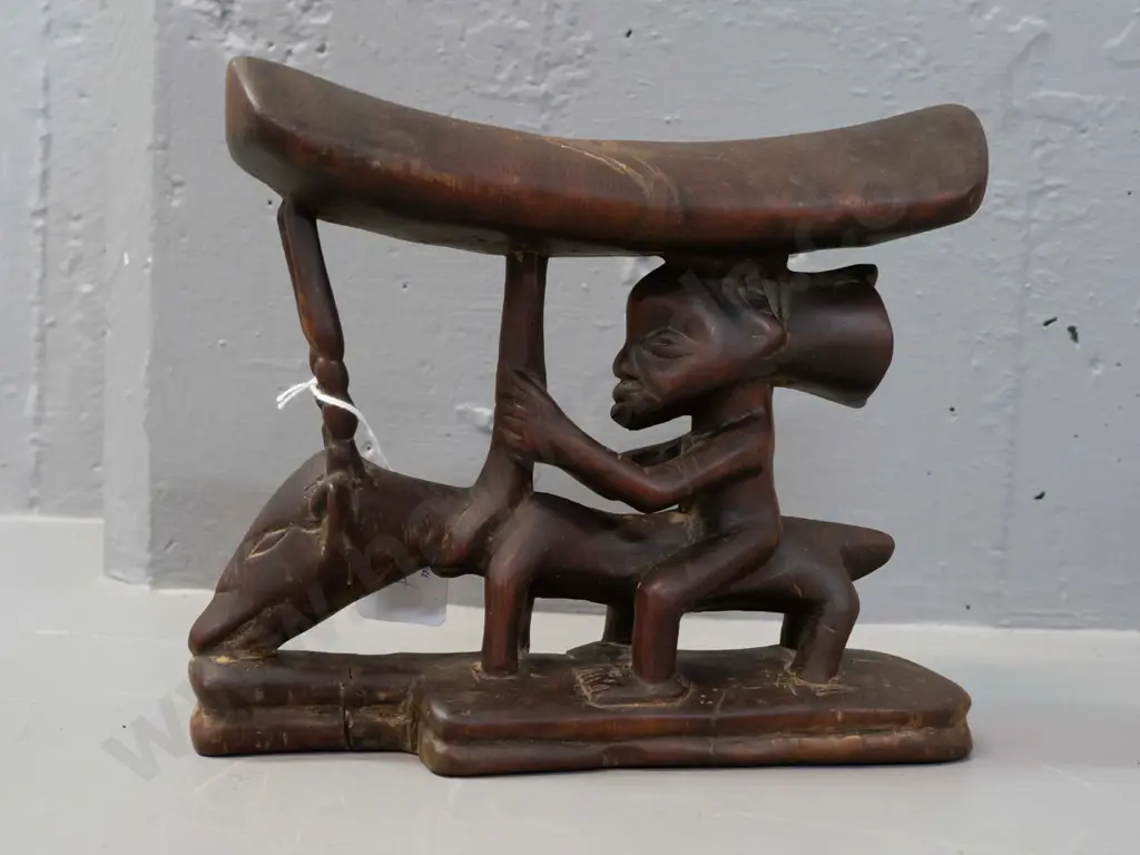 carved hardwood head rest, Luca tribe, DRC (Congo) - has had repair in top H-190 W-230 Image 1++