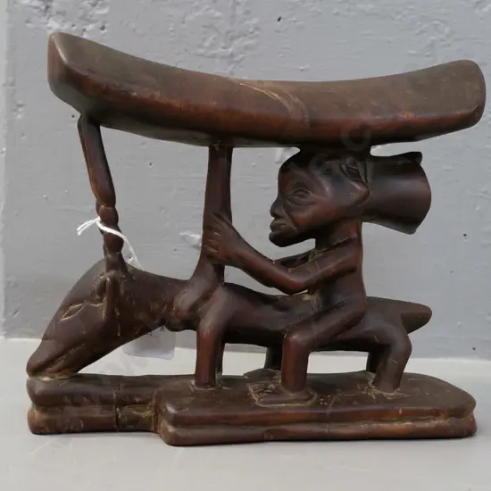 carved hardwood head rest, Luca tribe, DRC (Congo) - has had repair in top H-190 W-230