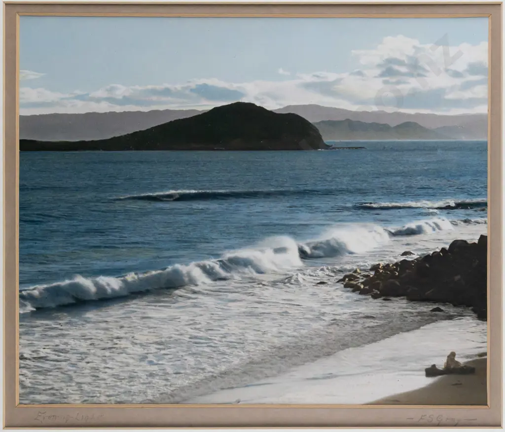 framed FS Gray vintage hand coloured photograph "Evening Light" H230 W280 Image 1++