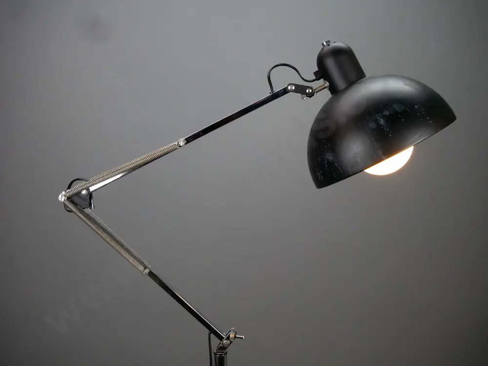 contemporary vintage style industrial anglepoise standard lamp with chrome stand, aluminium shade with white enamel Image 1++