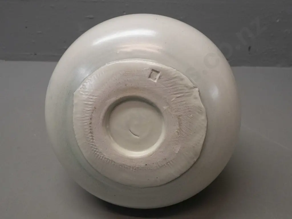unusual shape Neil Grant NZ studio pottery bottle vase H-320 D-220 at widest Image 1++