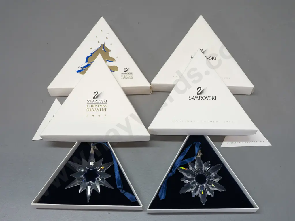 2 boxed Swarovski crystal Christmas snowflake ornaments in original boxes - 1997 & 1998 Image 1++