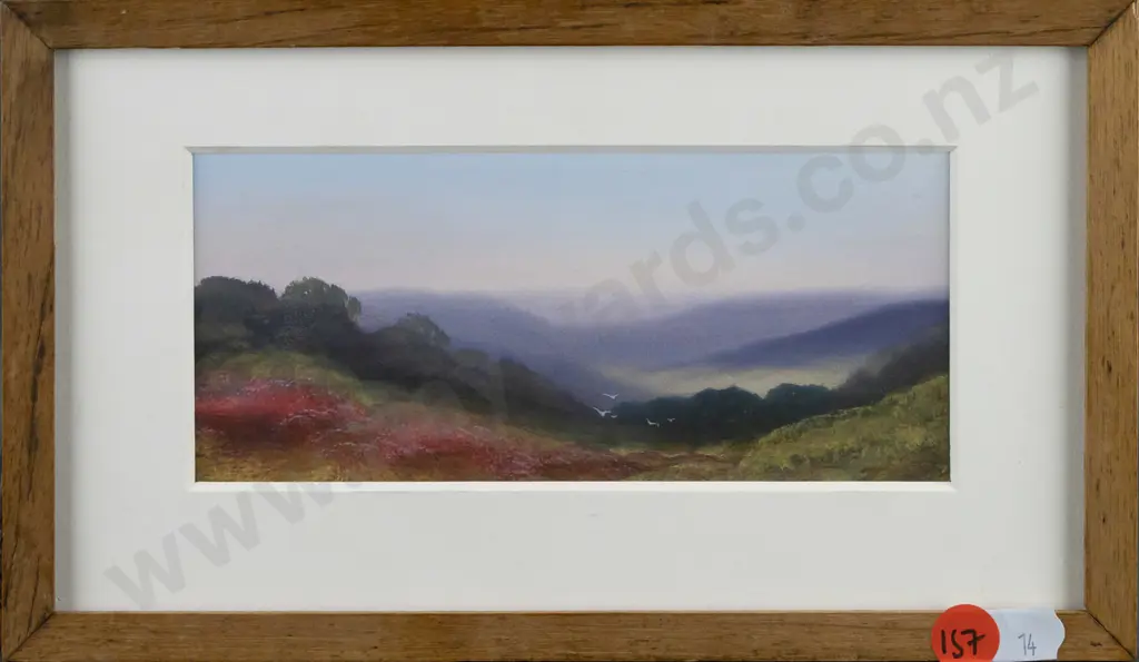 R Lewis? - framed watercolour - landscape H70 W150 Image 1++