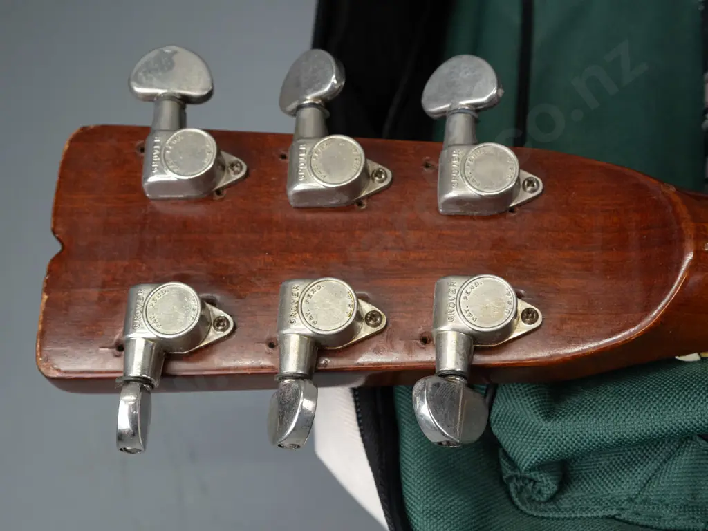 Fender F-65 dreadnought acoustic guitar, circa 1970s, with Dixon padded gig bag and some spare strings. Has some dents Image 1++