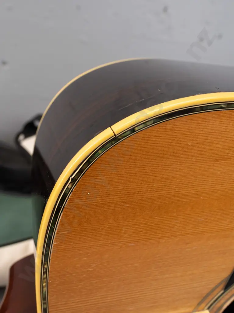 Fender F-65 dreadnought acoustic guitar, circa 1970s, with Dixon padded gig bag and some spare strings. Has some dents Image 1++
