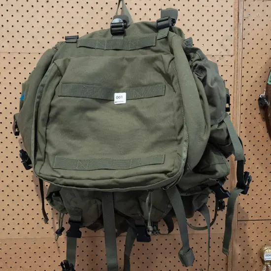 as-new green military style backpack