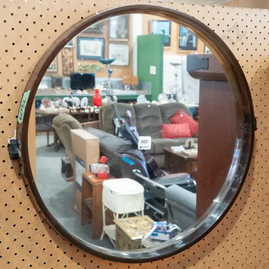 amber plastic framed circular wall mirror D-490