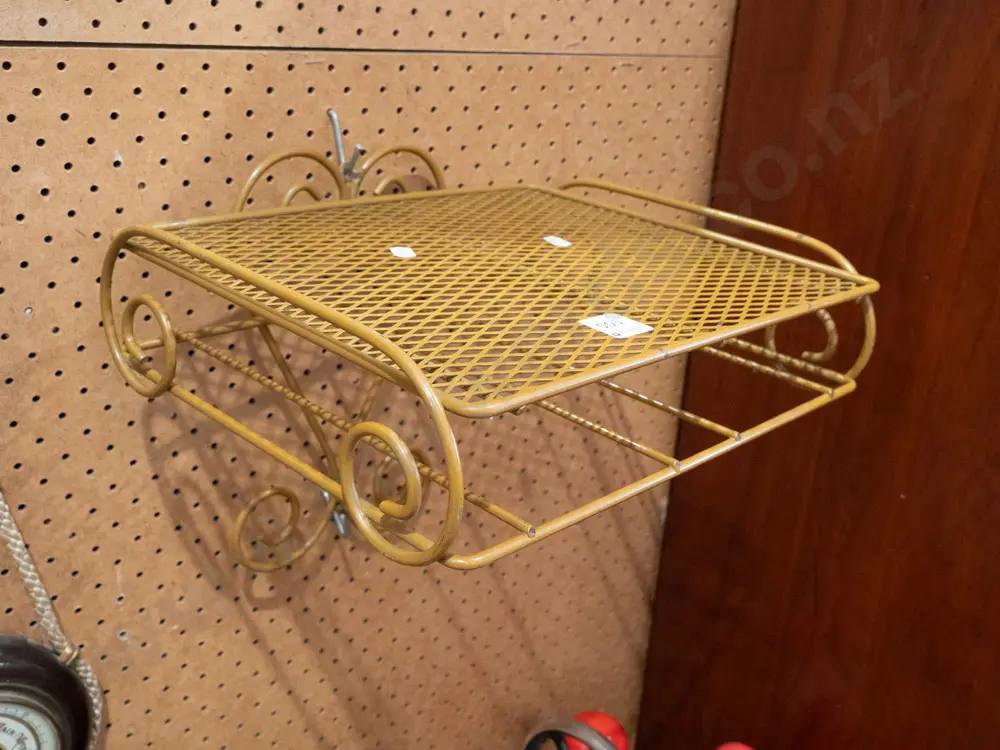 mid-century wrought metal wall mount telephone shelf Image 1++