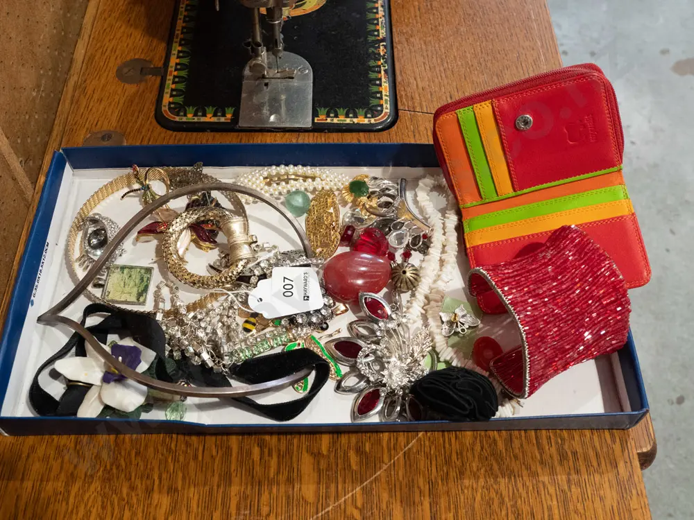 tray of costume jewellery and a change purse Image 1++