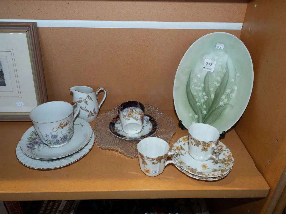 hand painted oval dish, cups, saucers, jug etc. Image 1++