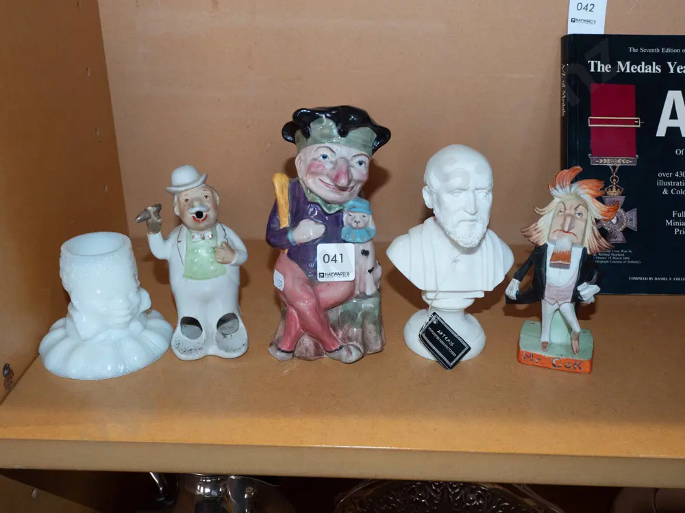 candlestick, bust, novelty ashtray, Toby jug with chipped foot, etc. Image 1++