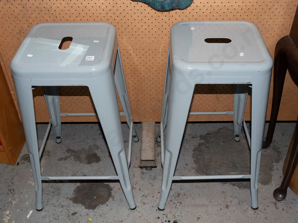 2 grey metal stools Image 1++