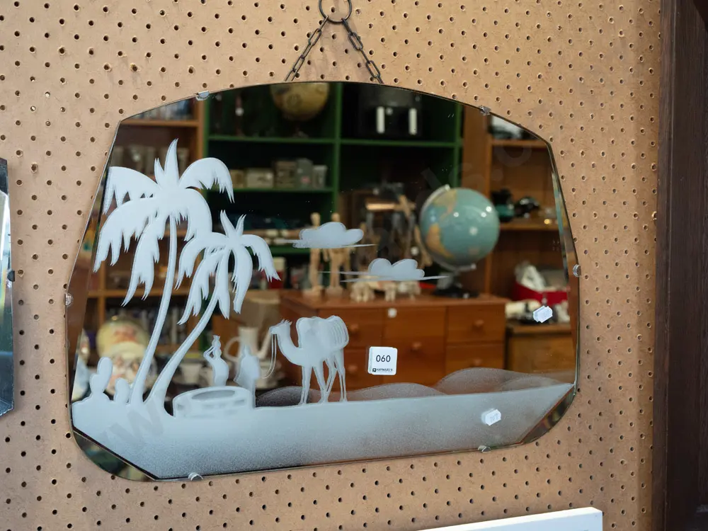 etched deco wall mirror - Middle Eastern scene H-350 W-510 Image 1++