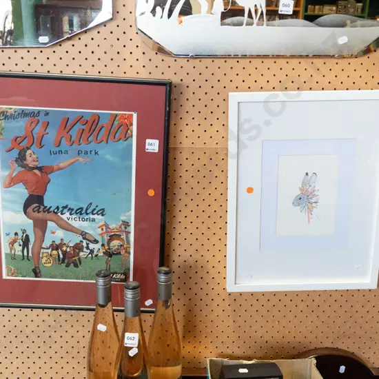 2 framed prints - rabbit and Luna Park digital print