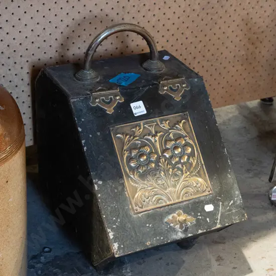 metal and brass coal bin