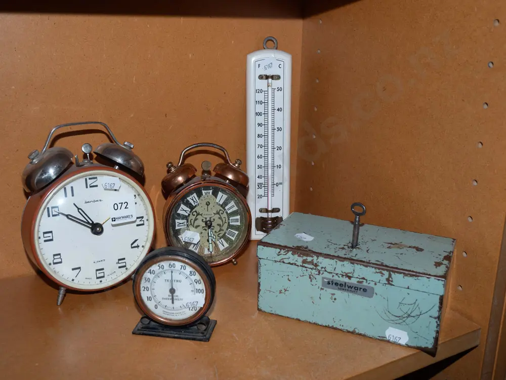 cash box, thermometers, alarm clocks Image 1++