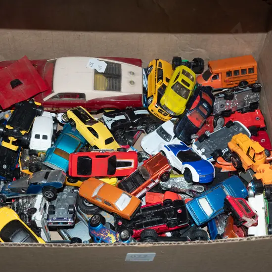 box of model vehicles
