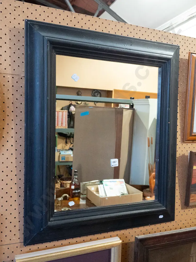 black painted wood framed wall mirror H660 Image 1++