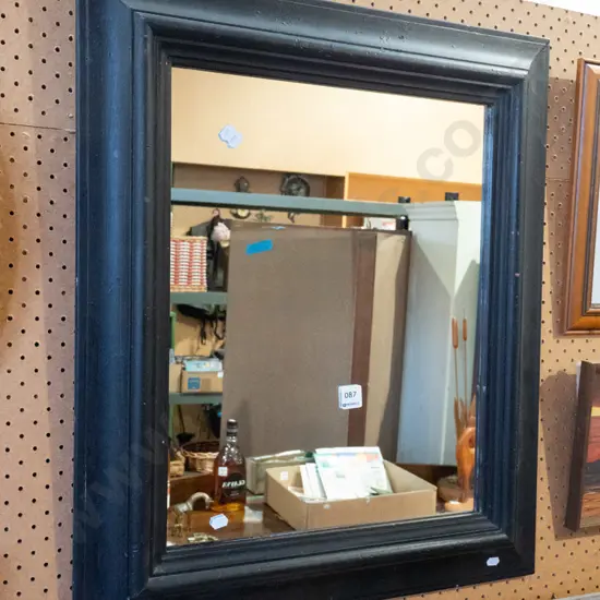 black painted wood framed wall mirror H660