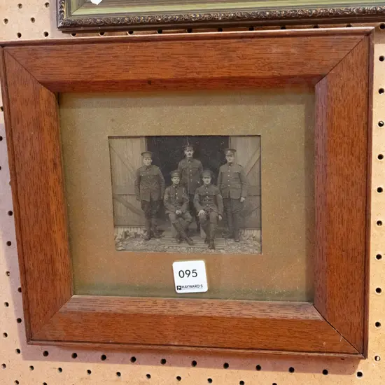 oak framed photo - WWI soldiers