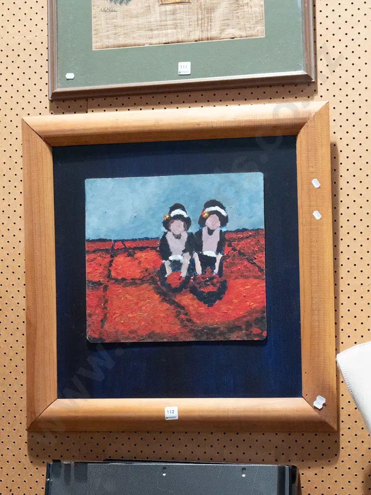 framed Justin Morshuis? oil on board - 2 women Image 1++