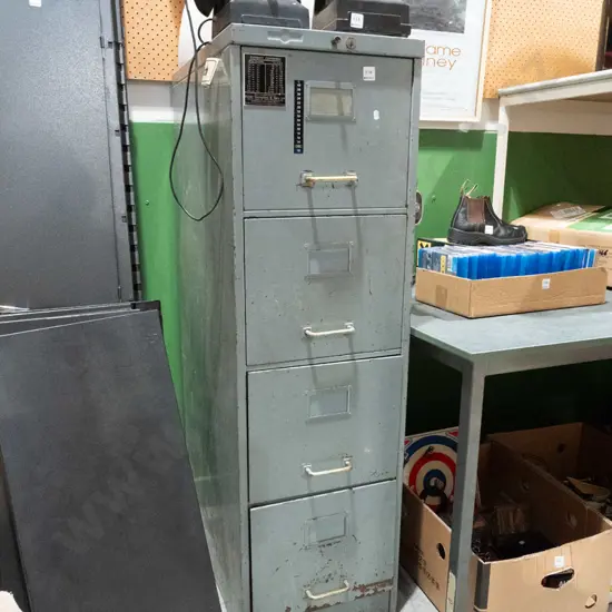 grey painted 4 drawer filing cabinet H1330 W390 D635
